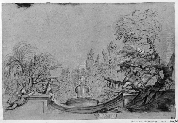 Perspective study for a fountain - view 1