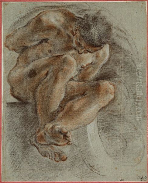 Study of a Man Seated on a Ledge, Hands Tied behind him - view 1