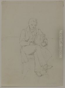 Figurstudie, lasande man by Jorgen Roed