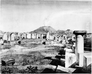Forum med Jupiters tempel och Tiberiusbagen, Pompeji by Fredrik Wilhelm Scholander