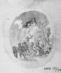 Forlaga till illustration nummer atta ur Bellmans "Bacchi Tempel opnadt vid En Hieltes Dod" Forlaga till illustration nummer atta ur Bellmans "Bacchi Tempel opnadt vid En Hieltes Dod"