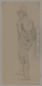 Figurstudie, gaende man i trappa by Jorgen Roed