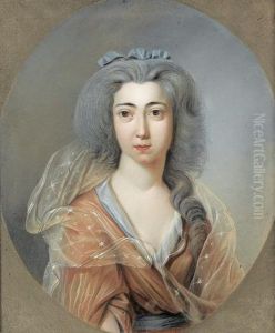 Brustbildnis En Face Einer Dame Mit Blauer Haarschleife.