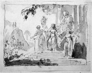 Forlaga till illustration nummer sju ur Bellmans "Bacchi Tempel opnadt vid En Hieltes Dod" Forlaga till illustration nummer sju ur Bellmans "Bacchi Tempel opnadt vid En Hieltes Dod"