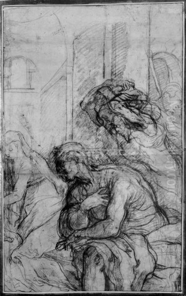 The Virgin and St. Joseph and other figures to the right of an Adoration of the Magi - view 1