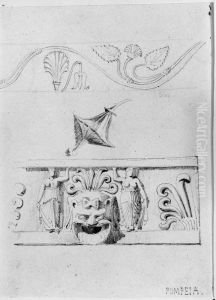 Detaljer av skulpterad fris, Pompeji by Fredrik Wilhelm Scholander