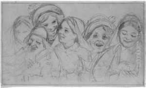 Spelman och fem unga flickor by Anders Zorn