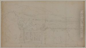 Italienskt landskap, Molo di Gaeta, 1838 by Jorgen Roed