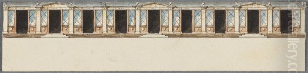 Proposal for a Row of Small Shops. Elevation towards the Street. Proposal for the Norrbro Bazaar? (Proposal Identical with NMH 138/2017) - view 1