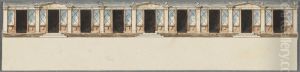 Proposal for a Row of Small Shops. Elevation towards the Street. Proposal for the Norrbro Bazaar? (Proposal Identical with NMH 138/2017)