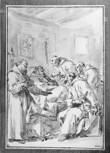 A Dying Monk Attended by Four Brethren by Gaspare Diziani