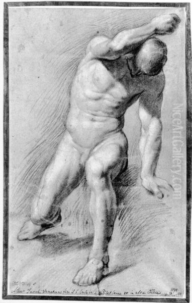 Study of a Naked Man with the Right Arm Raised - view 1