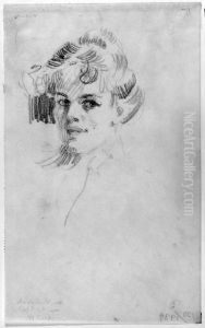 Portratt av en blond dam. Ur skissbok by Anders Zorn