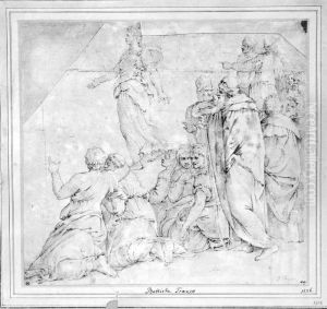 Group of Seated Women and Some Men Standing by Battista Franco Veneziano