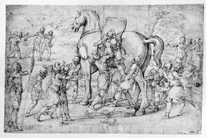 The Trojan Horse by Battista Franco Veneziano