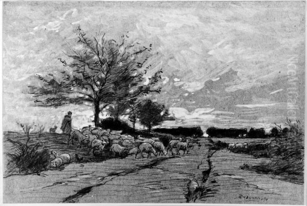 Kvallslandskap med hemvandande far - view 1