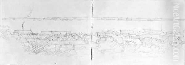 Skissbok. Tradstudier och stadsbilder, bl. a. Helsingborg - view 1