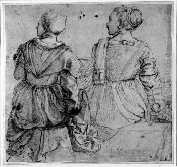 Study of two seated girls - view 1