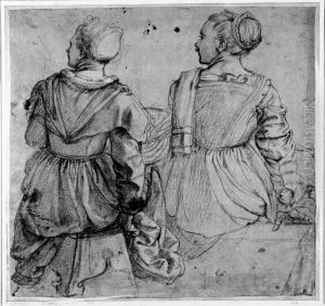 Study of two seated girls by Alessandro Allori