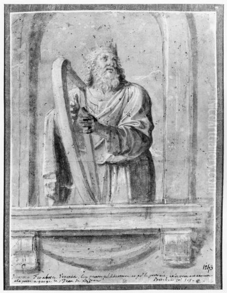 King Daavid Playing a Harp - view 1