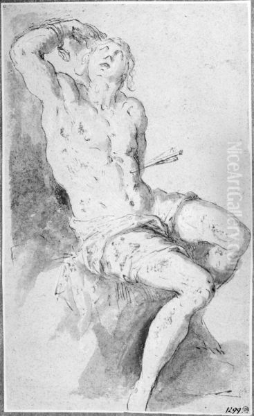 St. Sebastian Seated on a Rock - view 1