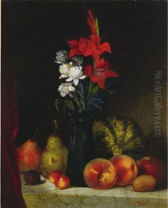 Still Life With Flowers And Fruit by James Harvey Cafferty