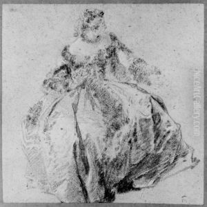 Helfigur av ung, sittande kvinna by Nicolas Lancret