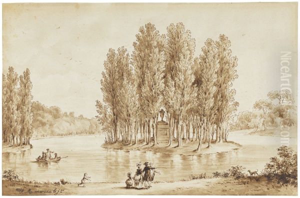 Jean Jacques Rousseaus grav, parken i Ermenonville - view 1