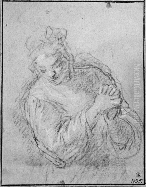 Woman with Clasped Hands, Semi-profile Right - view 1
