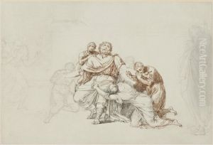 Den blinde Oidipus anbefaller sin familj at gudarna by Benigne Gagneraux