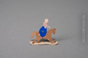Woman riding in blue skirt [one of 36 figures] by Ivar Arosenius