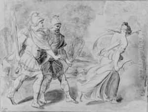 Aeneas och Achates moter Diana by Jean Antoine Julien de Parme