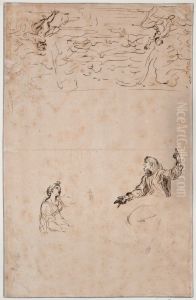 Studier av Jesus och Maria samt landskap med tva figurer Studier av Jesus och Maria samt landskap med tva figurer