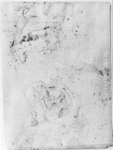 Sketch of a male figure and study of drapery by Giovanni Lanfranco