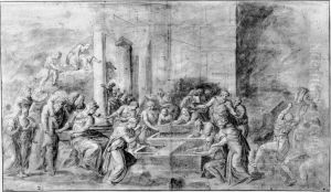 Scene from the story of Tarquinius and the Sibylline Books by Francesco Salviati