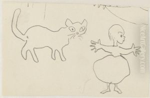 Katt och flicka. Anknytning till Kattresan by Ivar Arosenius