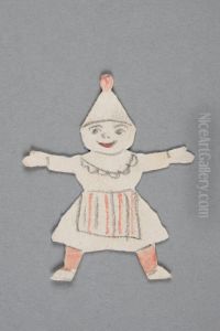 Woman with hat (one of seven cut-out dolls belonging to "Kattresan")
