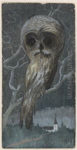 Uggla med dodskallehuvud by Ivar Arosenius