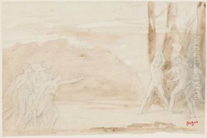 Study for the painting Petites filles spartiates provoquant des garcons by Edgar Degas