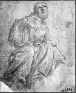 Bearded monk seated on clouds by Battistello Caracciolo