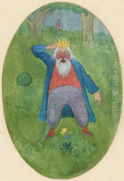 En karlekssaga. Serie om fyra bilder. 4, Prinsessan och kavaljeren aterforenas som blomma och fjaril - view 1