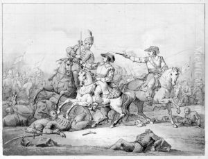 Gustav II Adolf i slaget vid Stuhm by Johan Gustaf Sandberg