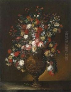 A Still Life Of Flowers In A Gildedvase by Margherita Caffi