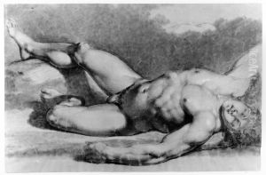Liggande manlig modell by Johan Gustaf Sandberg