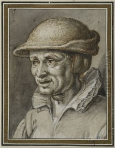 Portratt av en gammal kvinna i ladermossa by Adriaen van de Venne