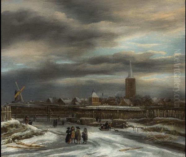 Winter Landscape with a View on a Town, Probably Doesburg - view 1