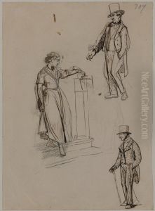 Figure studies. Verso: Figure study by Wilhelm Marstrand