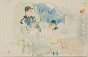 Pa stranden i Nice by Berthe Morisot