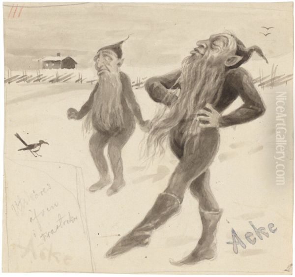 Two Gnomes in a Winter Landscape - view 1