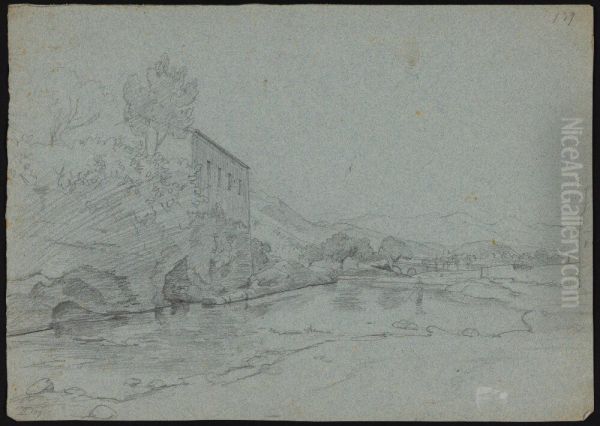 Italian Landscape With a River - view 1